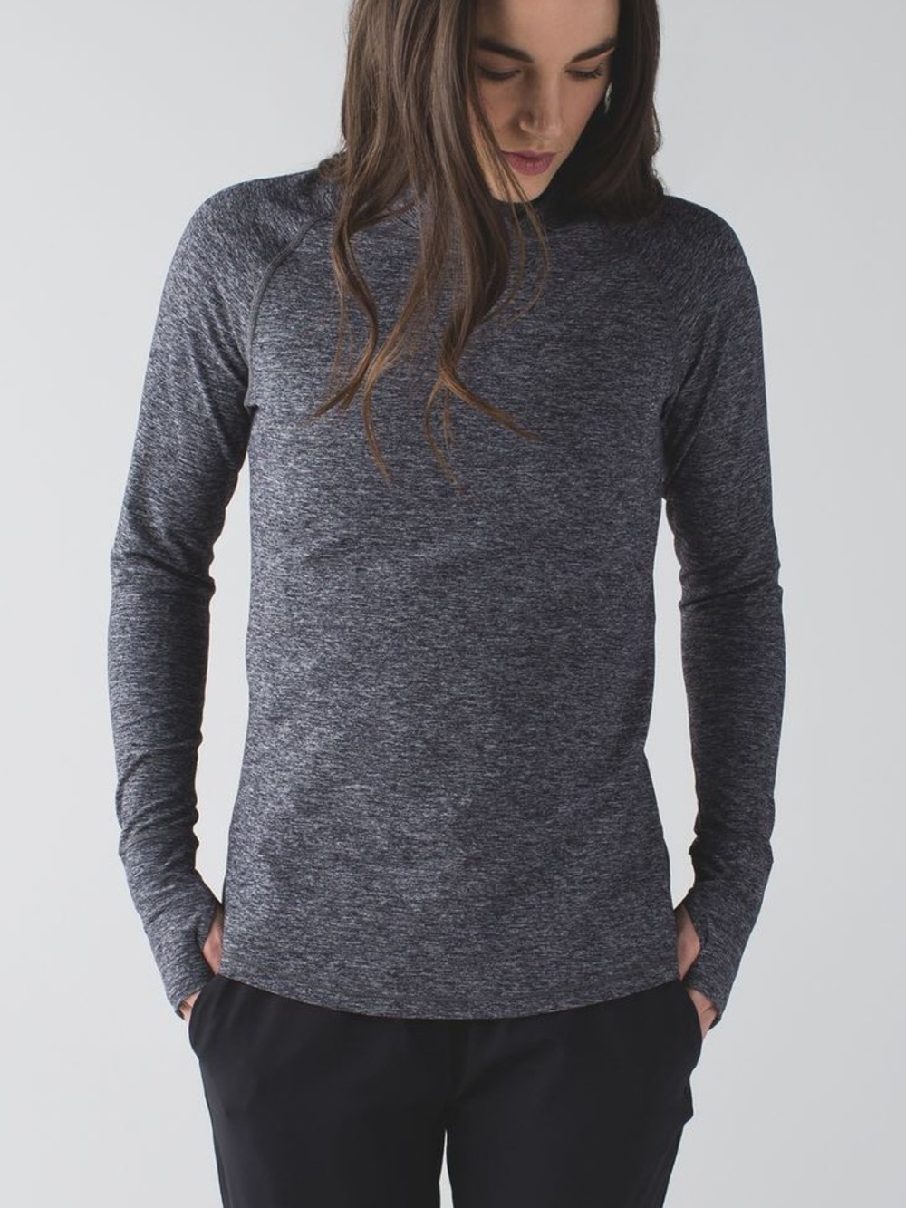 Lululemon Warm Your Core Long Sleeve Tee Heathered Black
